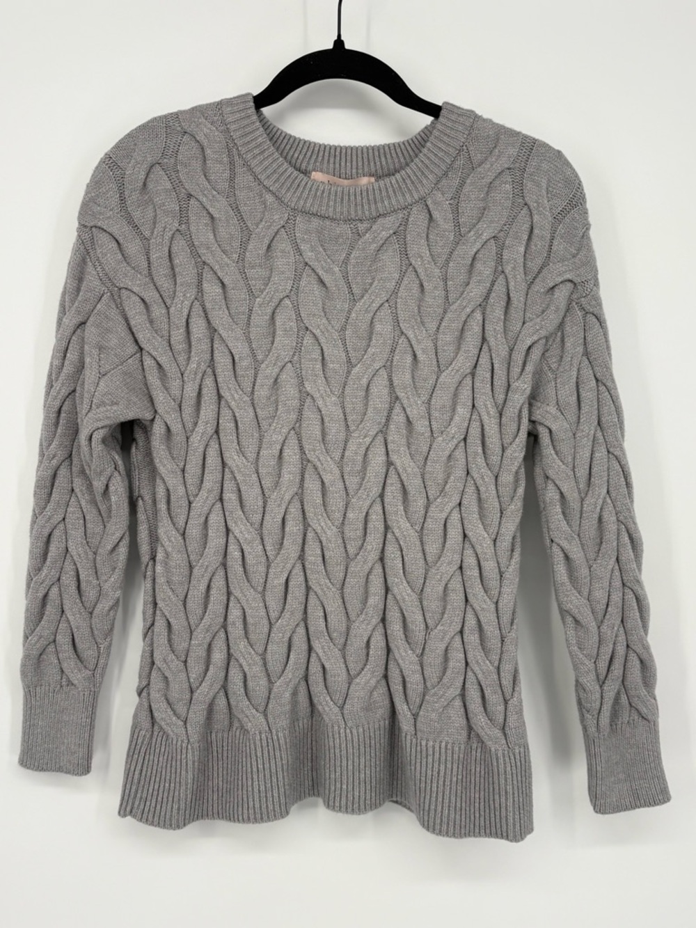 PHILOSOPHY BY REPUBLIC Sweater Gray Cable Knit Crewneck Women’s XS